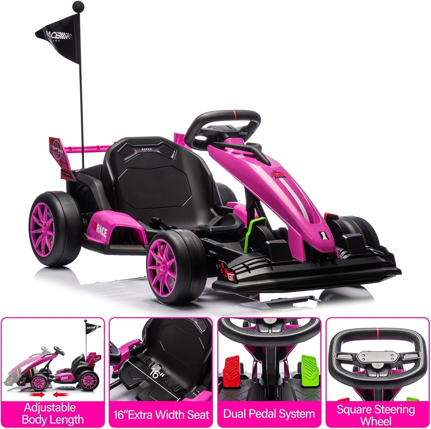 24V Go Kart Outdoor Ride On Toy w/Variable Speed Mode,Electric Drift for Kids 6+