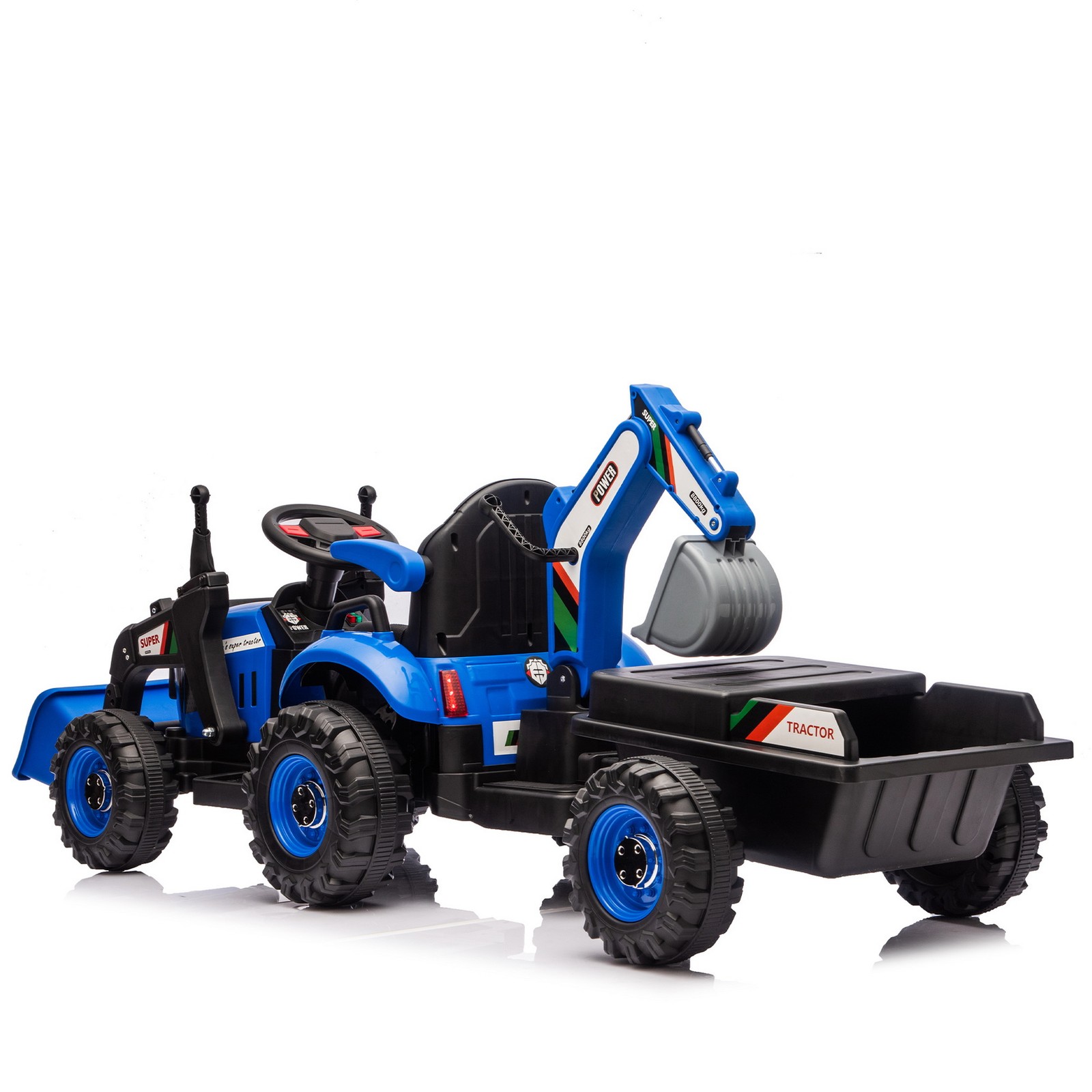 24V Kid Ride-On Electric Excavator Tractor Bulldozer Truck 4in1 Remote LED Music
