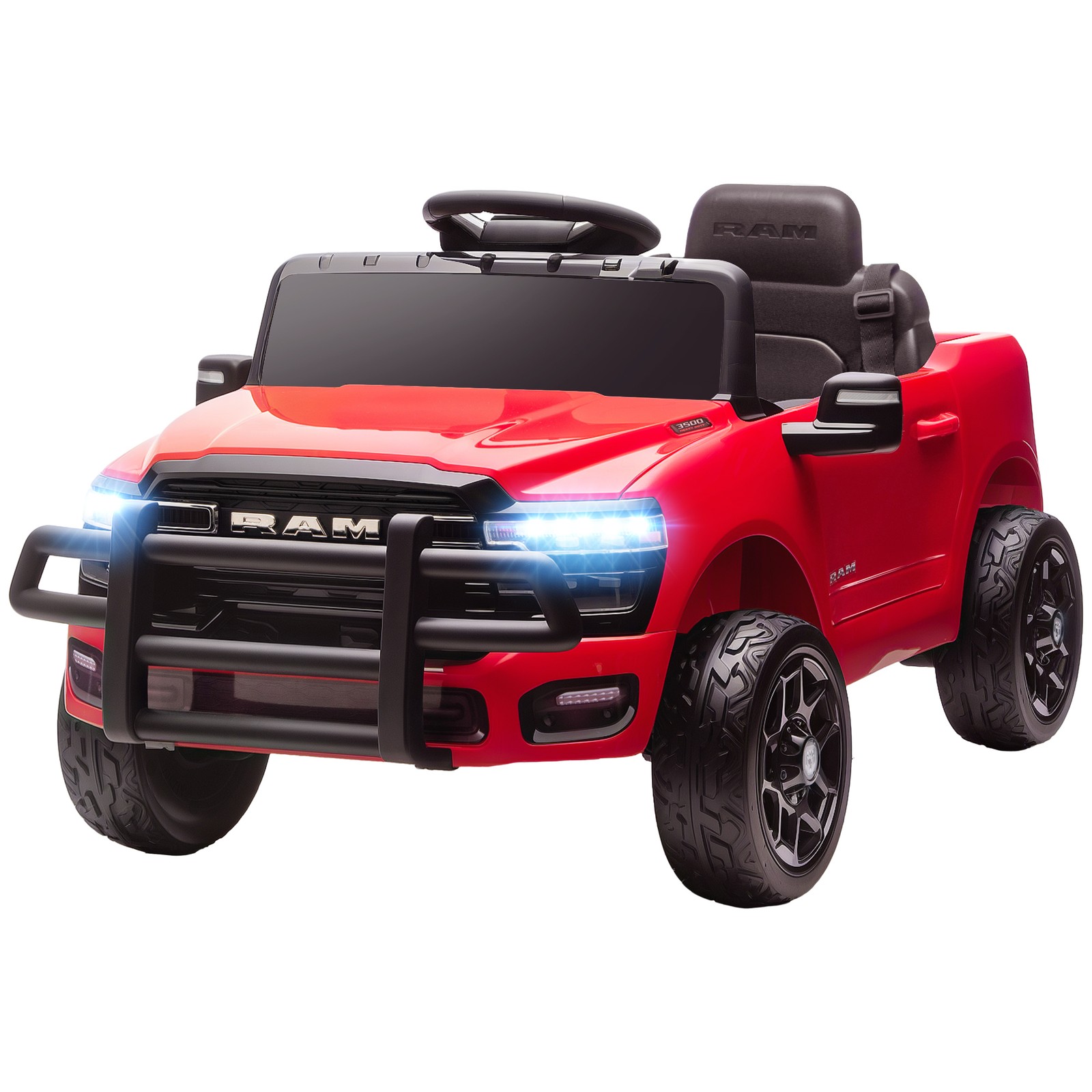 12V Licensed Dodge RAM 3500 Kids Ride on Car with Dual Motors, Red