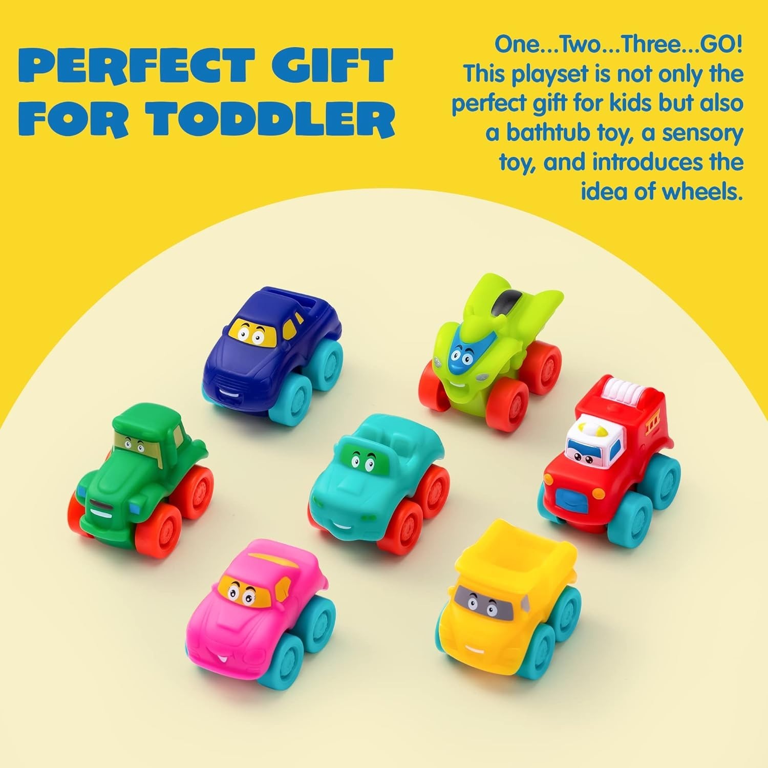 Soft Rubber Cartoon Toy Car Set – Bath Toy for Toddlers, Christmas Gift