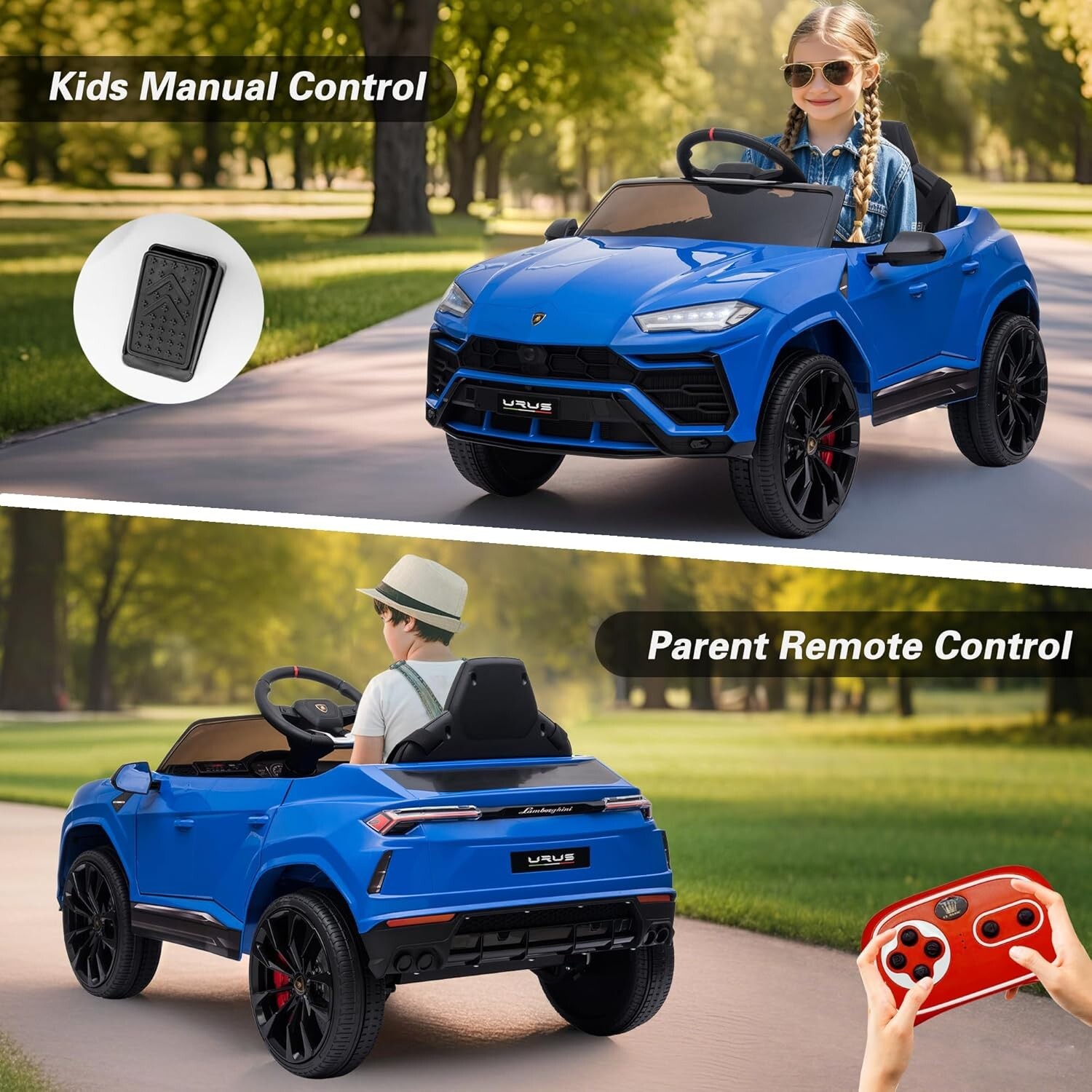 Licensed Lamborghini BLUE URUS Ride On Car Toy 12V Battery Powered Electric