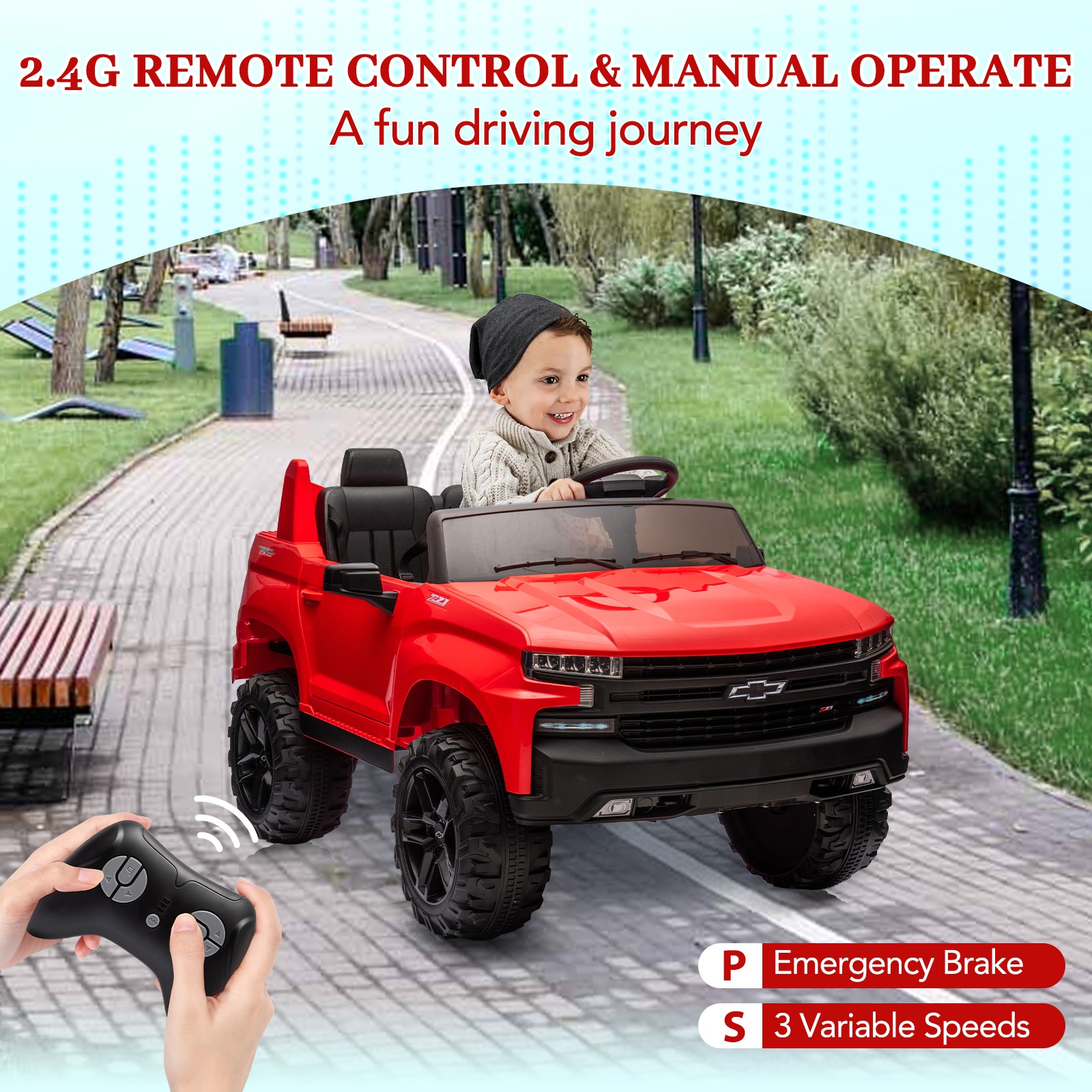 24V 9Ah 2 Seater Ride on Car Toys Licensed Chevrolet Silverado w/Remote Control