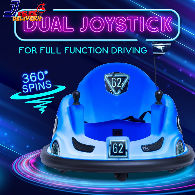 6V Blue Glow Bumper Car Battery Powered Ride on for Children Ages 1.5+