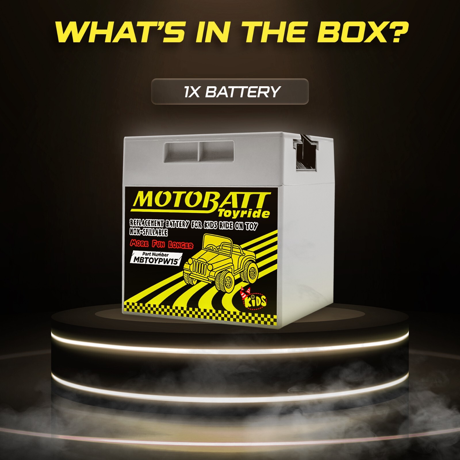 MotoBatt MBTOYPW15 Powerwheels Ride-On Toy Replacement Battery 12-Volt 15-Ah AGM