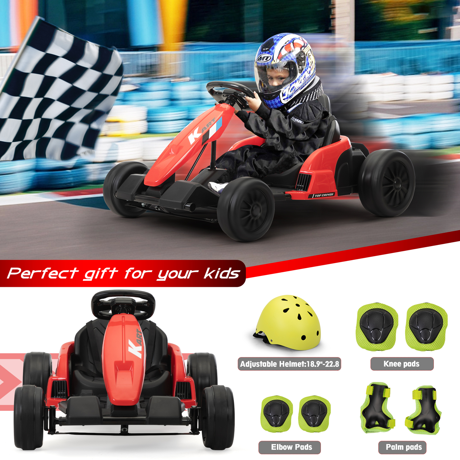 TOBBI 24V Kids Go-Kart Electric Power Ride On Toy Vehicle for Kids Aged 4-16