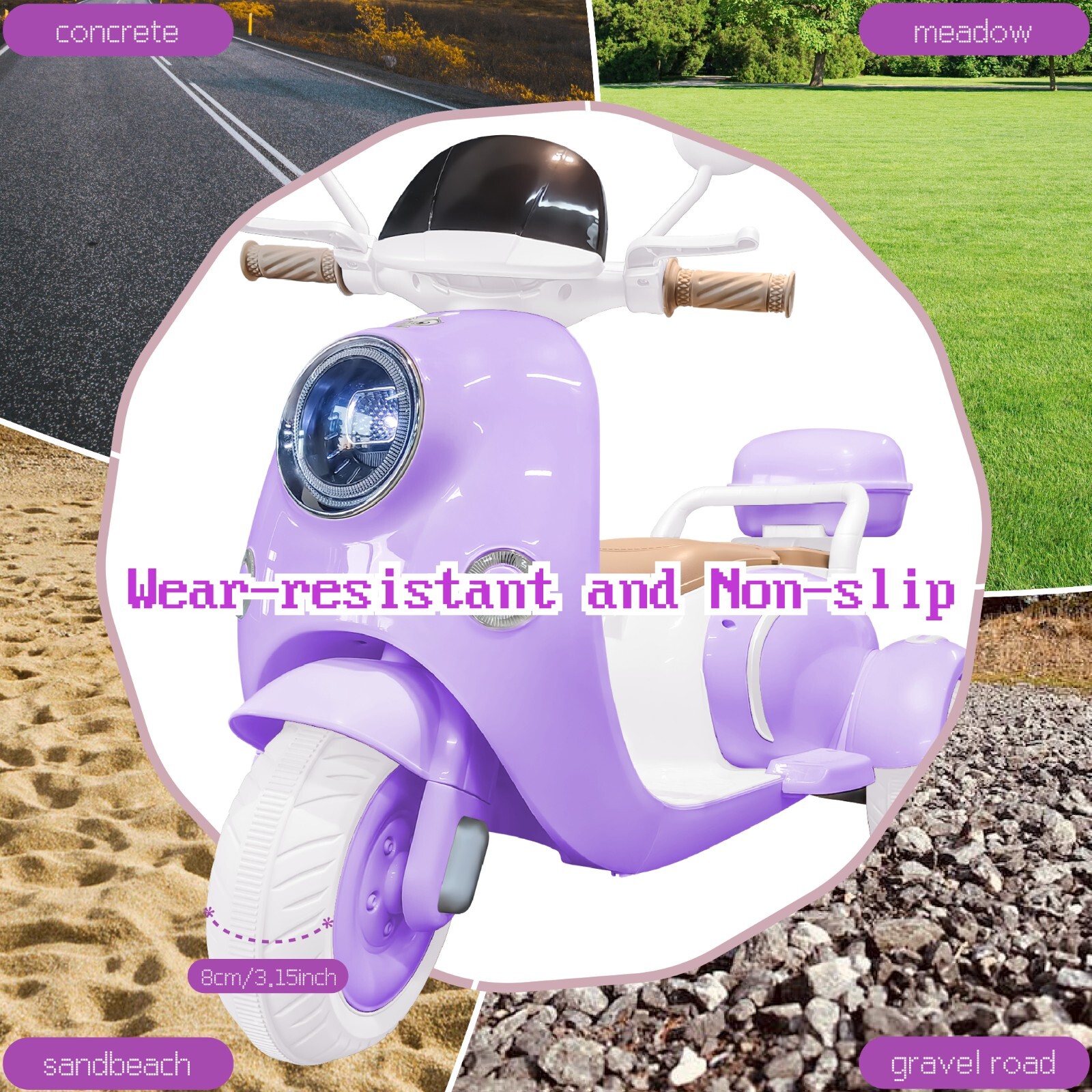 12v Kids Ride On Motorcycle Girl Moped Battery Electric Motorbike with LED MP3