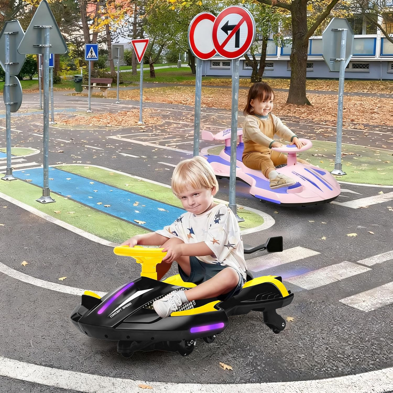 12V Electric Wiggle Car with Pedal for Kids, Rechargeable 2 in 1 Swing Toy, Devi