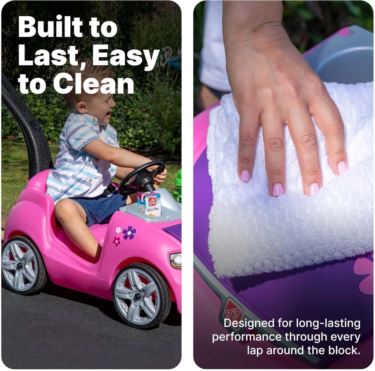 Whisper Ride II Kids Push Car – Toddler Ride-On Toy with Safety Seat Belt, Pink