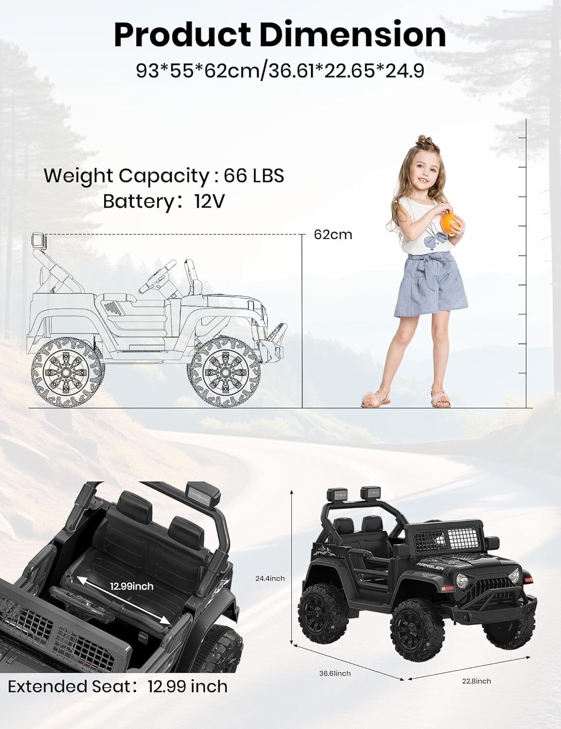 12V Ride on Truck Car w/Parent Remote Control Limited Free Shipping