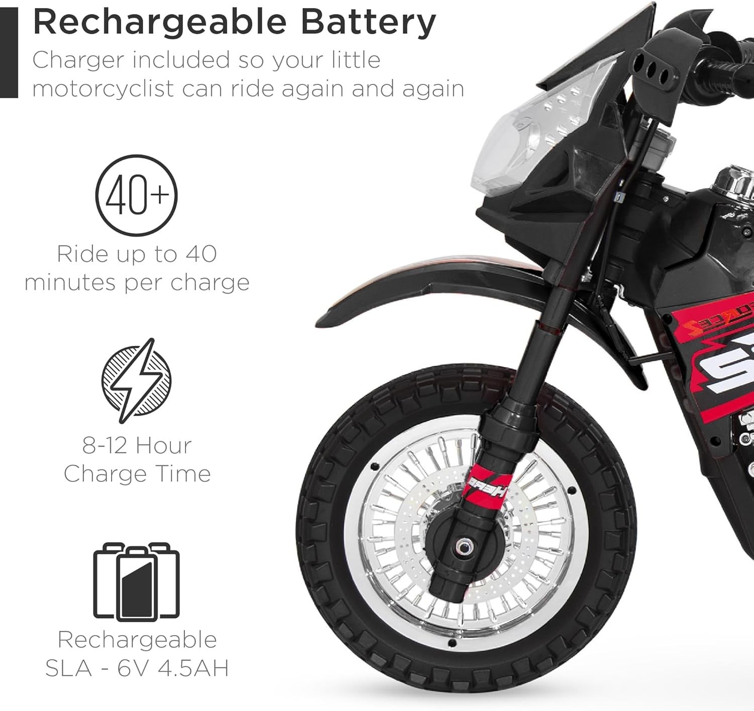 Best Choice Products Kids 6V Ride-On Motorcycle w/ Lights, Sounds,Training Wheel