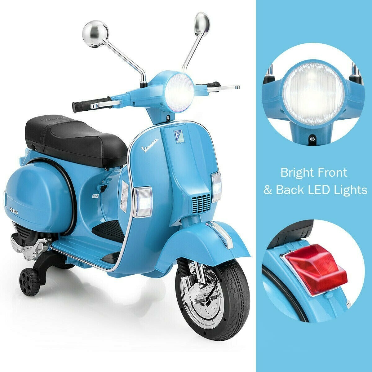 6V Kids Ride on Vespa Scooter Motorcycle with Headlight