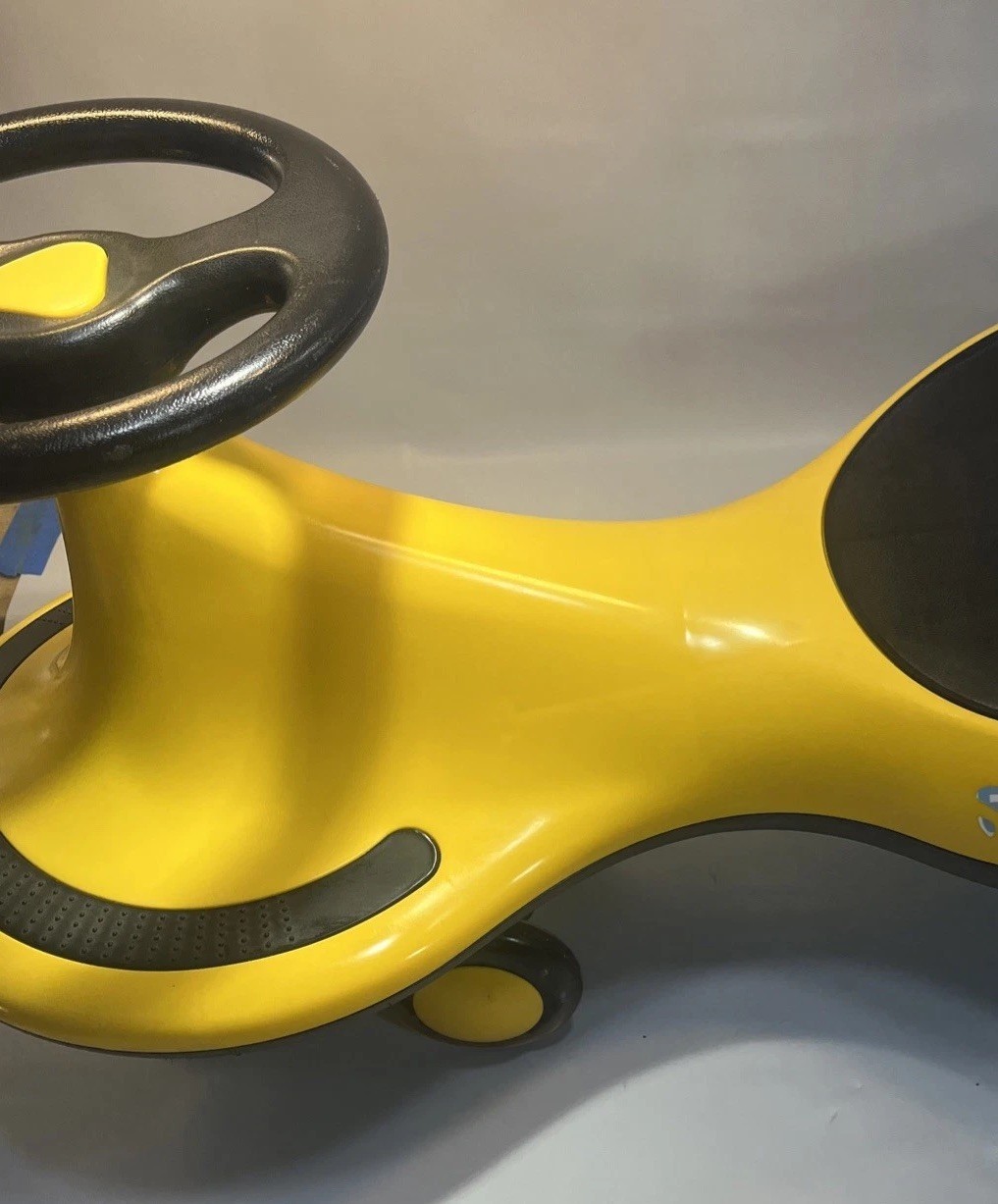 Kids Wiggly Ride-On Yellow Car Toy Light Up Wheels Ride Vehicle