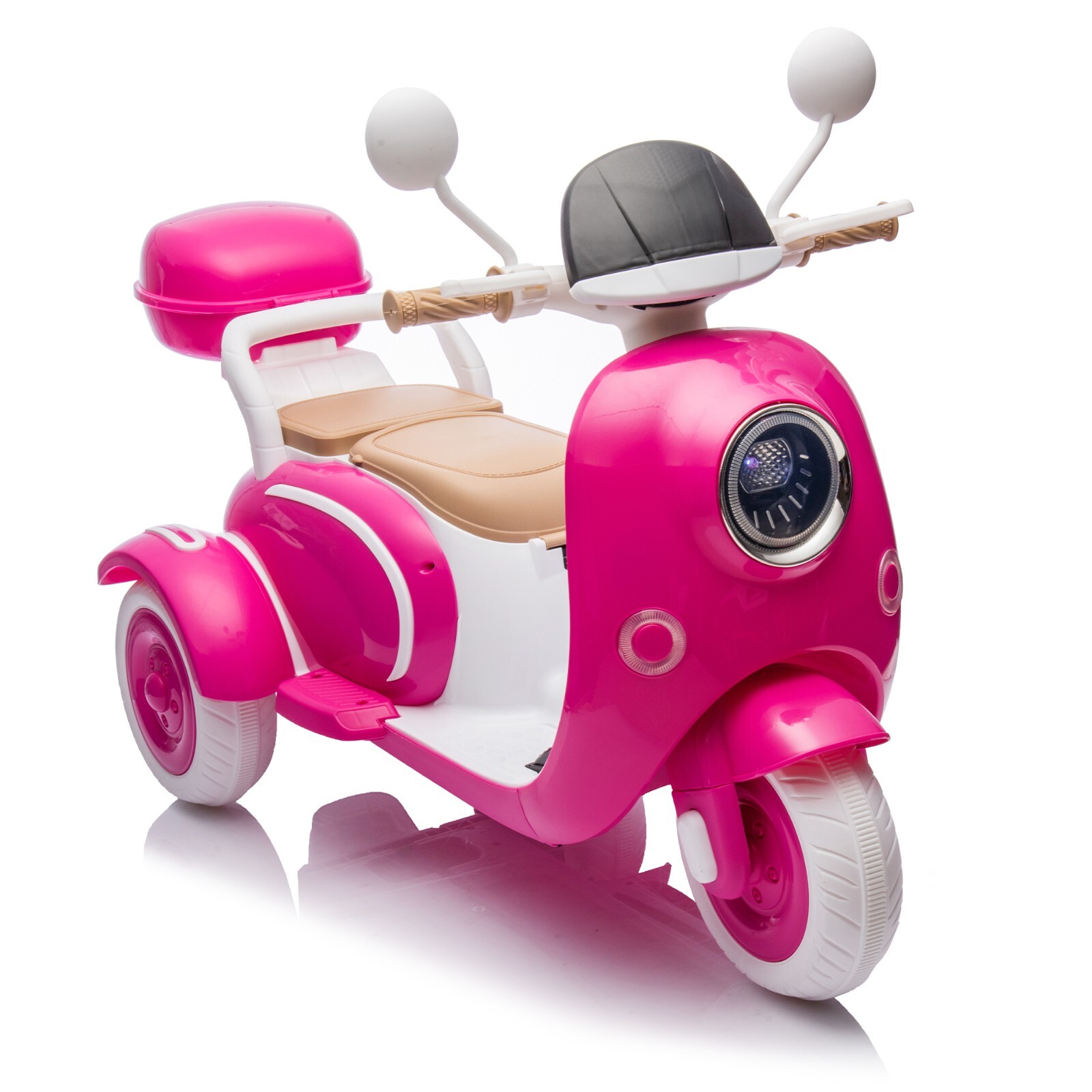 Kids 2-Seater Ride-On Motorcycle 12V with 2 Motors – 3-Wheel, USB, for 3-6, Rose
