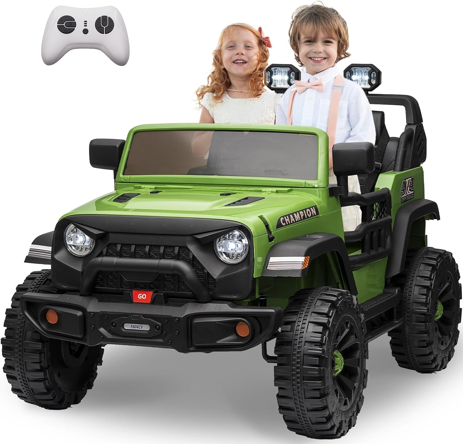 24V 2-Seater Power Wheels for Kids, Bluetooth, AUX, USB,Lights & Parental Remote