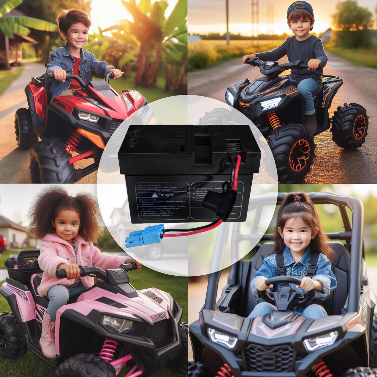 2-Pack HQRP Wire Harness Connector for Peg-Perego 12V SLA Battery Children Car