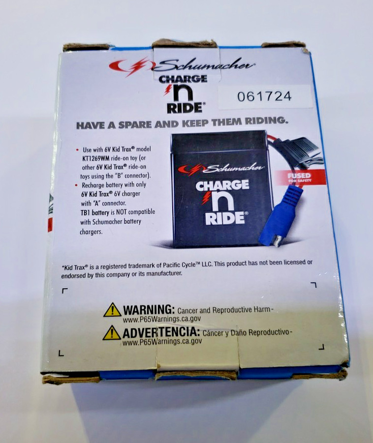 Schumacher Charge N Ride TB1 Rechargeable Replacement Battery 4.5Ah 6V