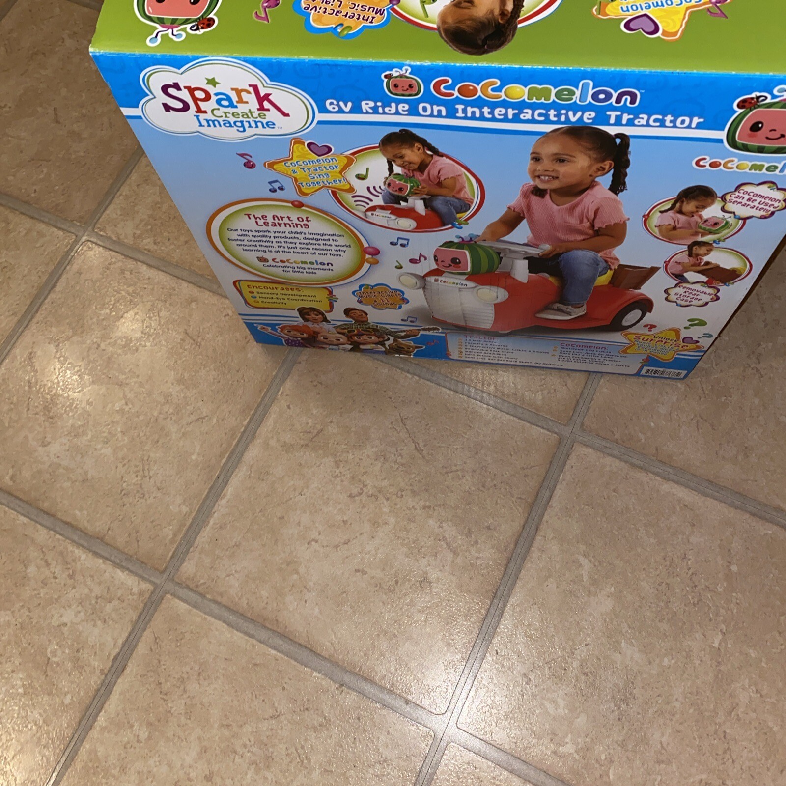 SPARK CoComelon Interactive Tractor Kids Ride-On Toy 6V, 1.5-3 Yrs Old