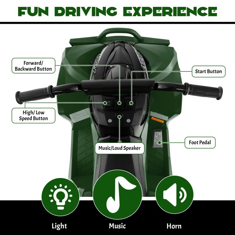 12V Rechargeable Battery Kids Ride On ATV w/High/Low Speed and Comfortable Seat