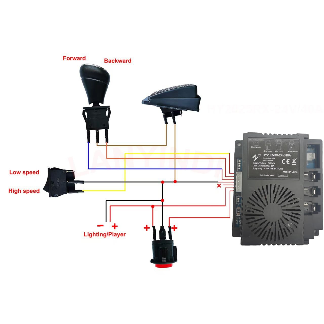 24V Wires Harness Conversion Kit for Ride On Car DIY Set Upgrade Kits