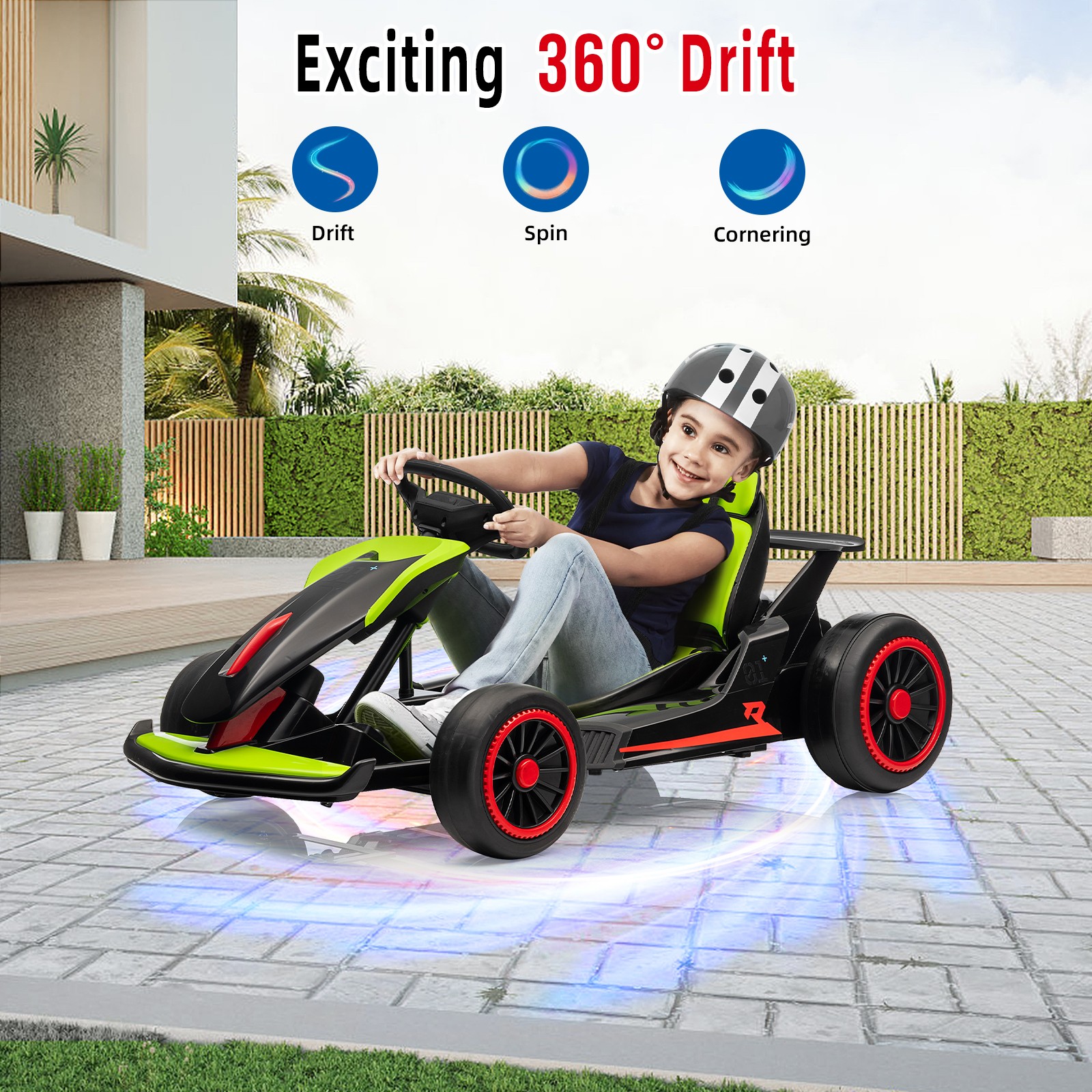 24V 7Ah Ride On Go Kart Electric Drift Kart Race Car Kids Ride On Racing Toy US
