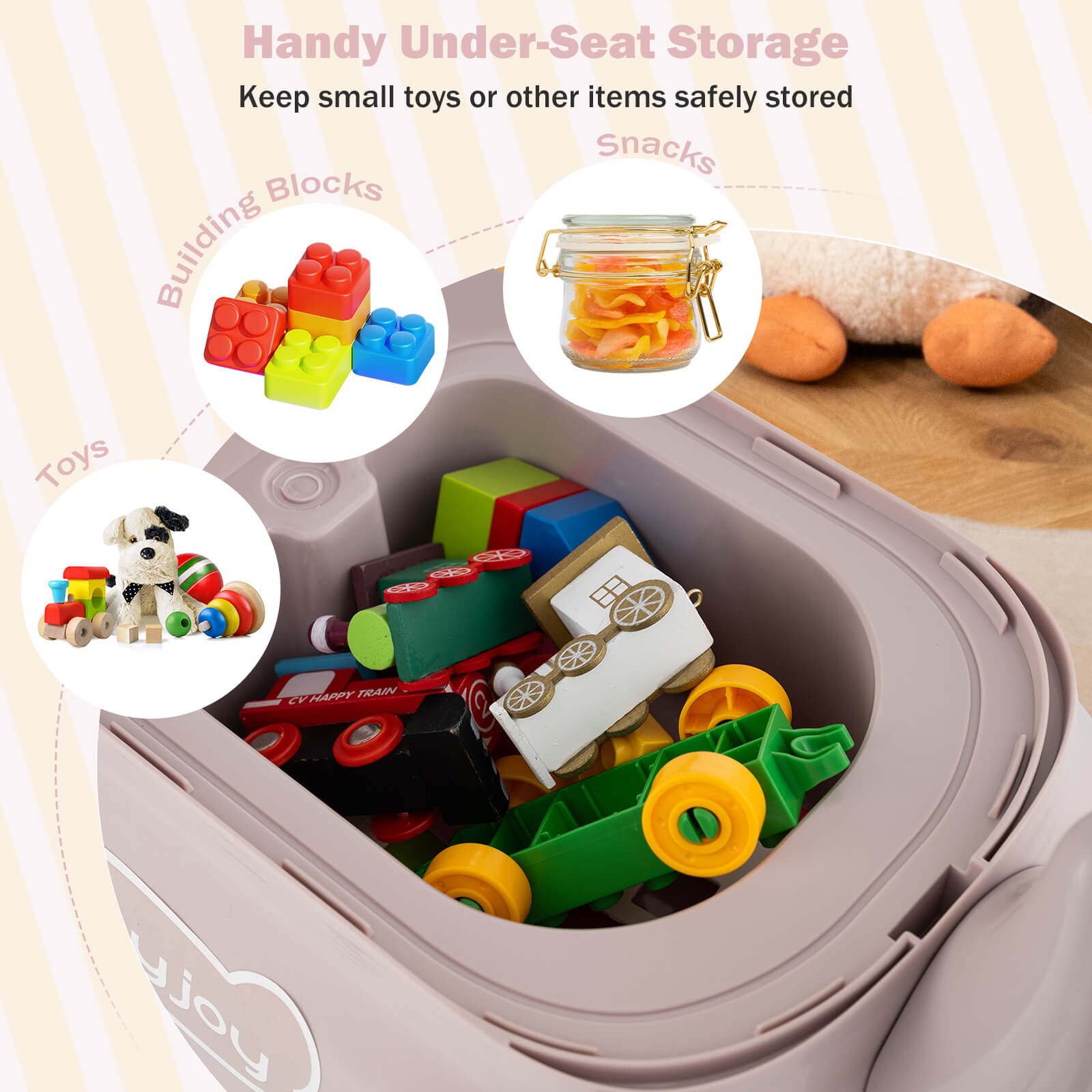 Ride on Toy Baby Dinosaur Sliding Car w/ 4 Universal Casters Under-Seat Storage
