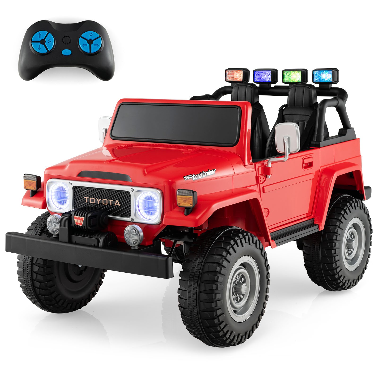 2 Seater Ride On Truck Car 12V Licensed Toyota FJ40 RC w/ Laser Light & Music