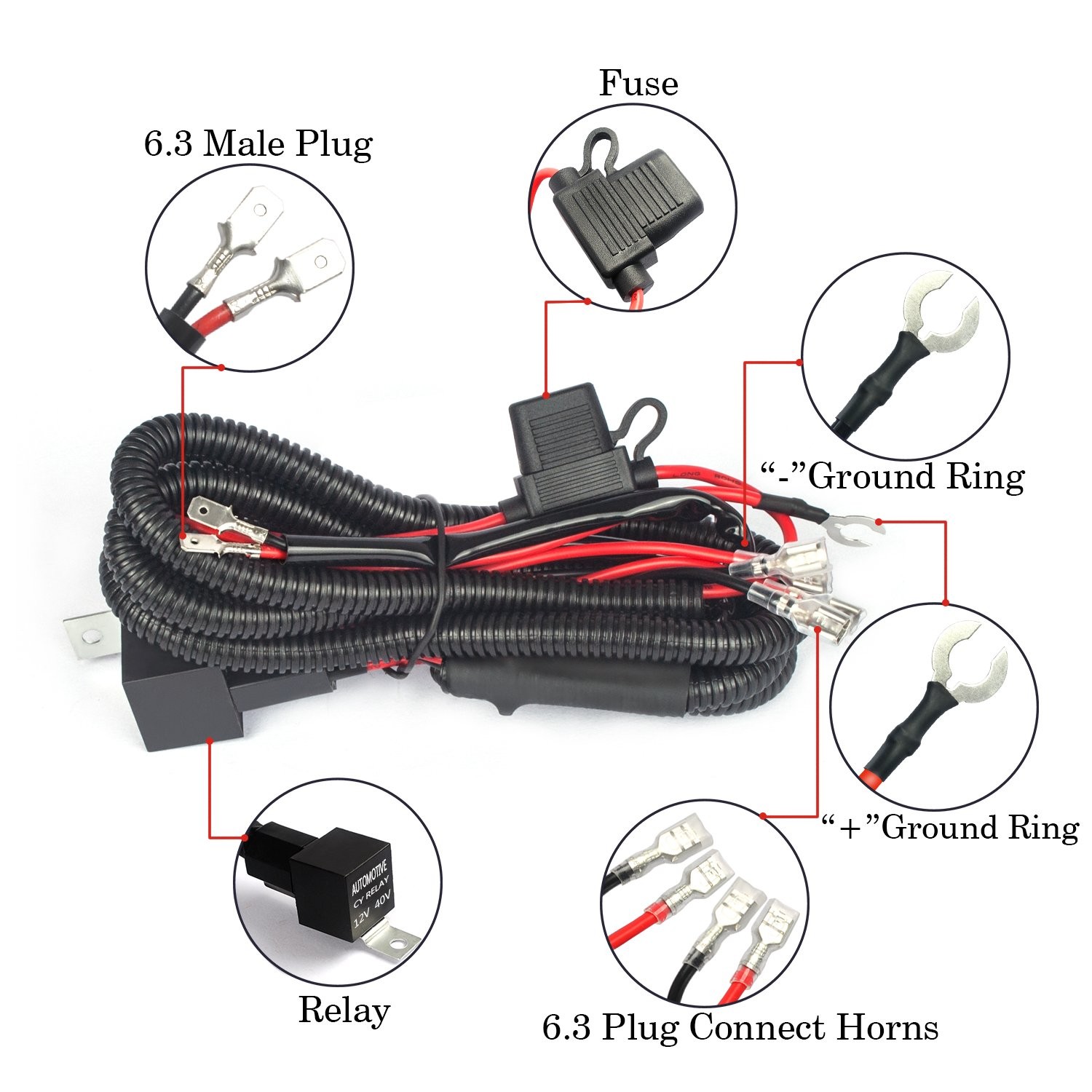 12V Wiring Harness Relay Kit for Car Truck Grille Mount Blast Tone Horns 16AWG