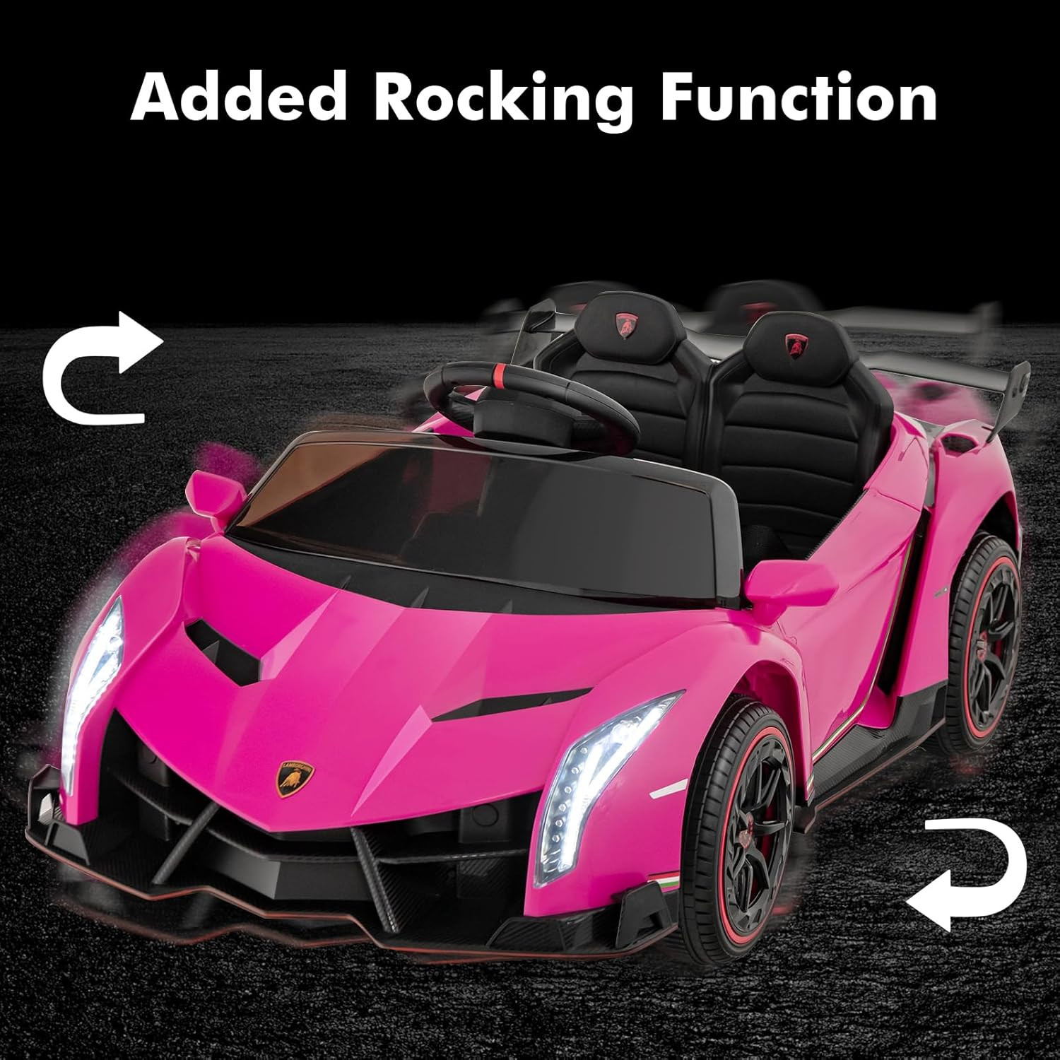 2 Seater Kids Ride on Car, 12V 4WD Licensed Lamborghini Veneno Powered Electric