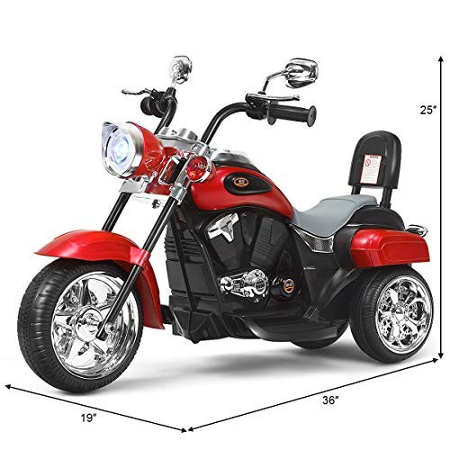 Red 6V Battery Powered Ride on Chopper Motorcycle – Kids Motorcycle – Horse Red