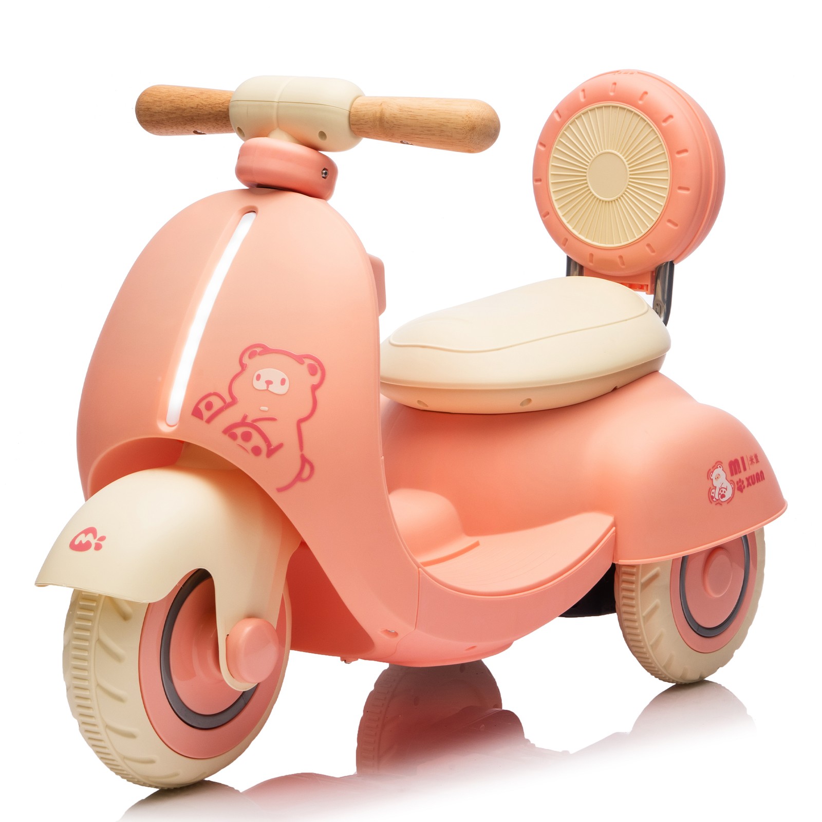 12V 3-Wheel Kids Motorcycle, Parental Remote, Wooden Handle, Slow Start, 1-3Y