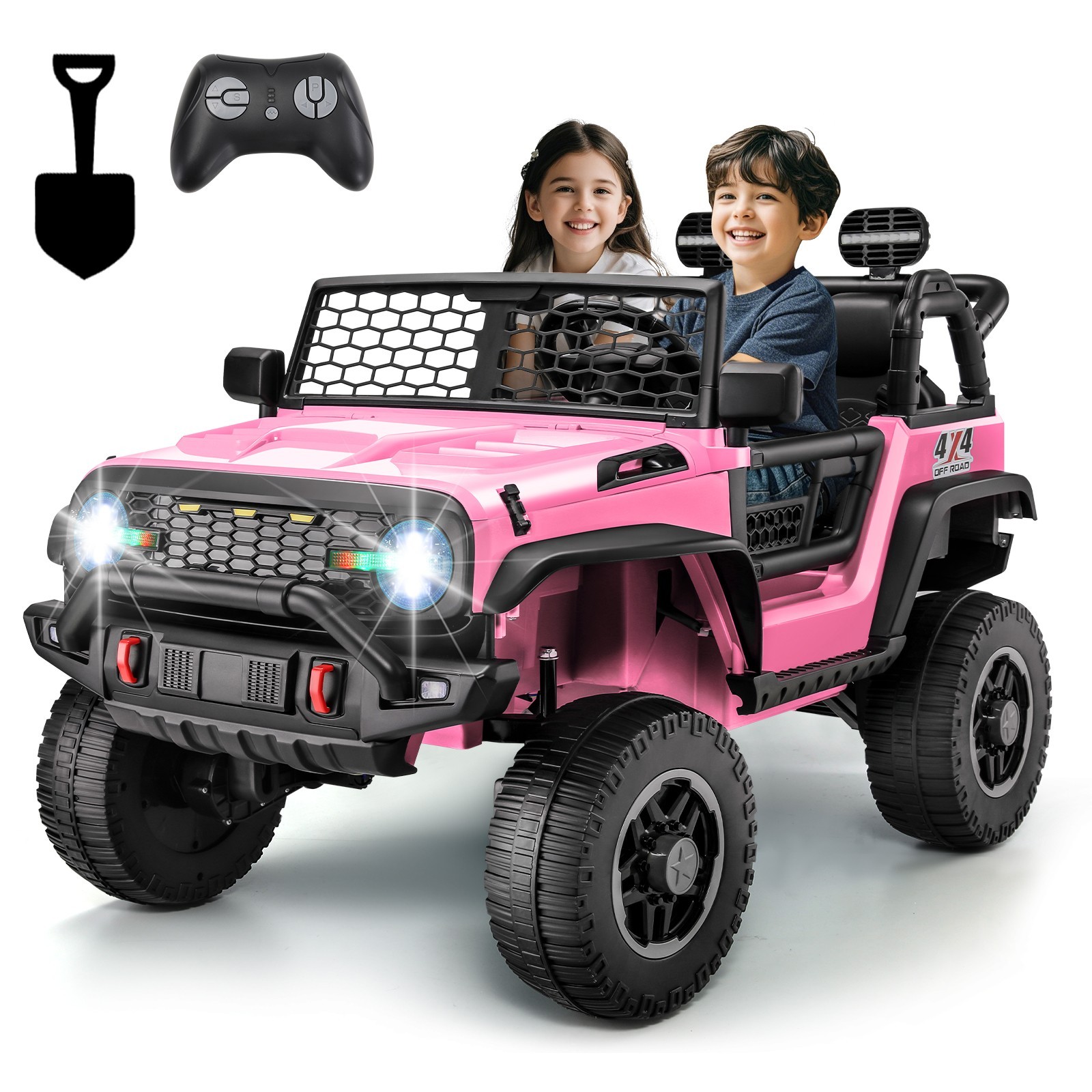 24V Kids Ride On Car w/ Remote Control, 4x100W Motors 3 Speeds LED Lights Gift