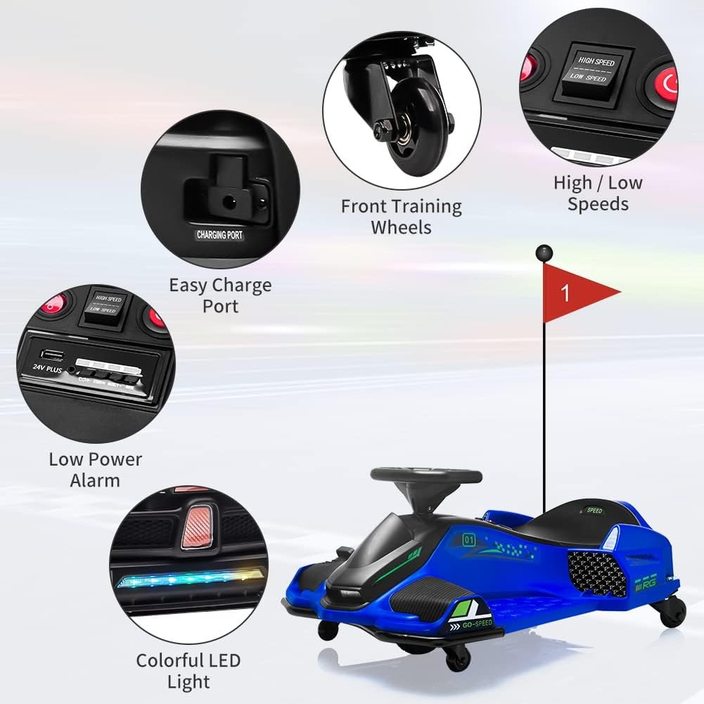 24V Electric Drift Car for Kids – Powerful RC Racing, Ages 8+, Perfect Gift,Blue