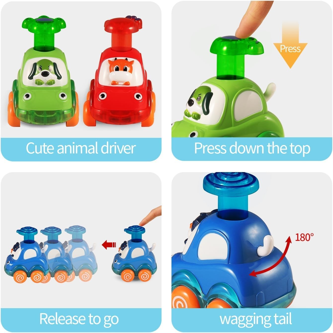 Press & Go Animal Cars for Toddlers – Safe and Educational Fun for Ages 1-3
