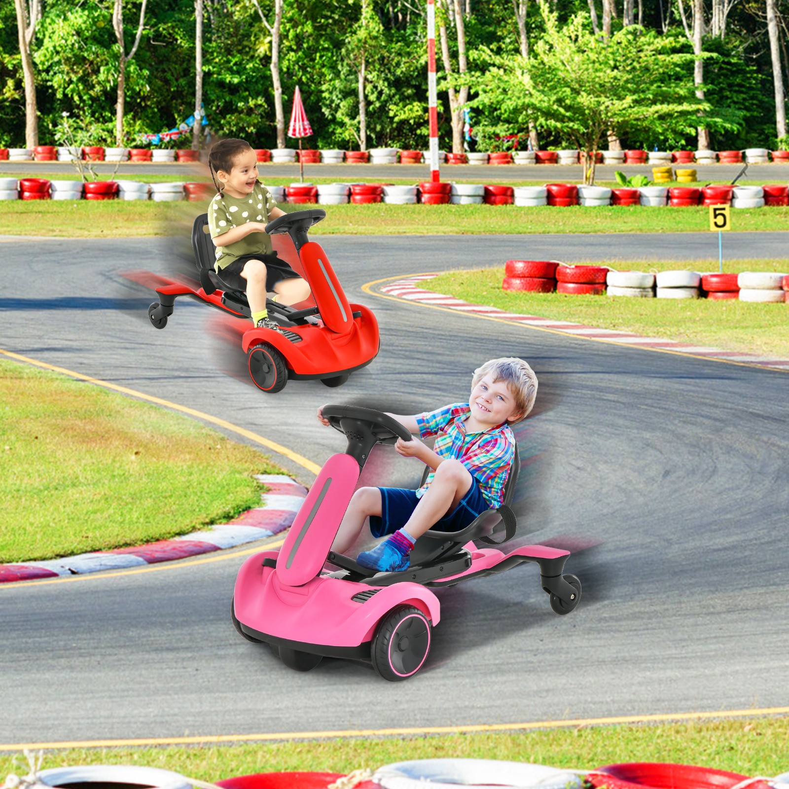 6V Kids Ride On Dri’ Car Electric Dri’ing Go Kart for Kids w/ 360° Spin