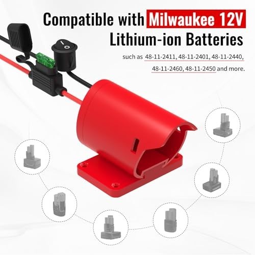 2-Pack Power Wheel Battery Adapter for Milwaukee 12V – 30A Fuse, 12AWG Wire, DIY