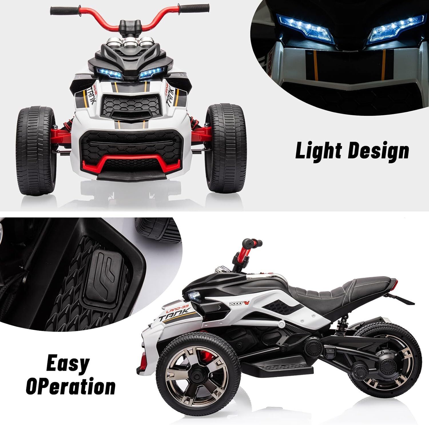 12V Kids Ride On ATV Electric Car Toy Battery Powered Toddler 3-Wheeler Gift