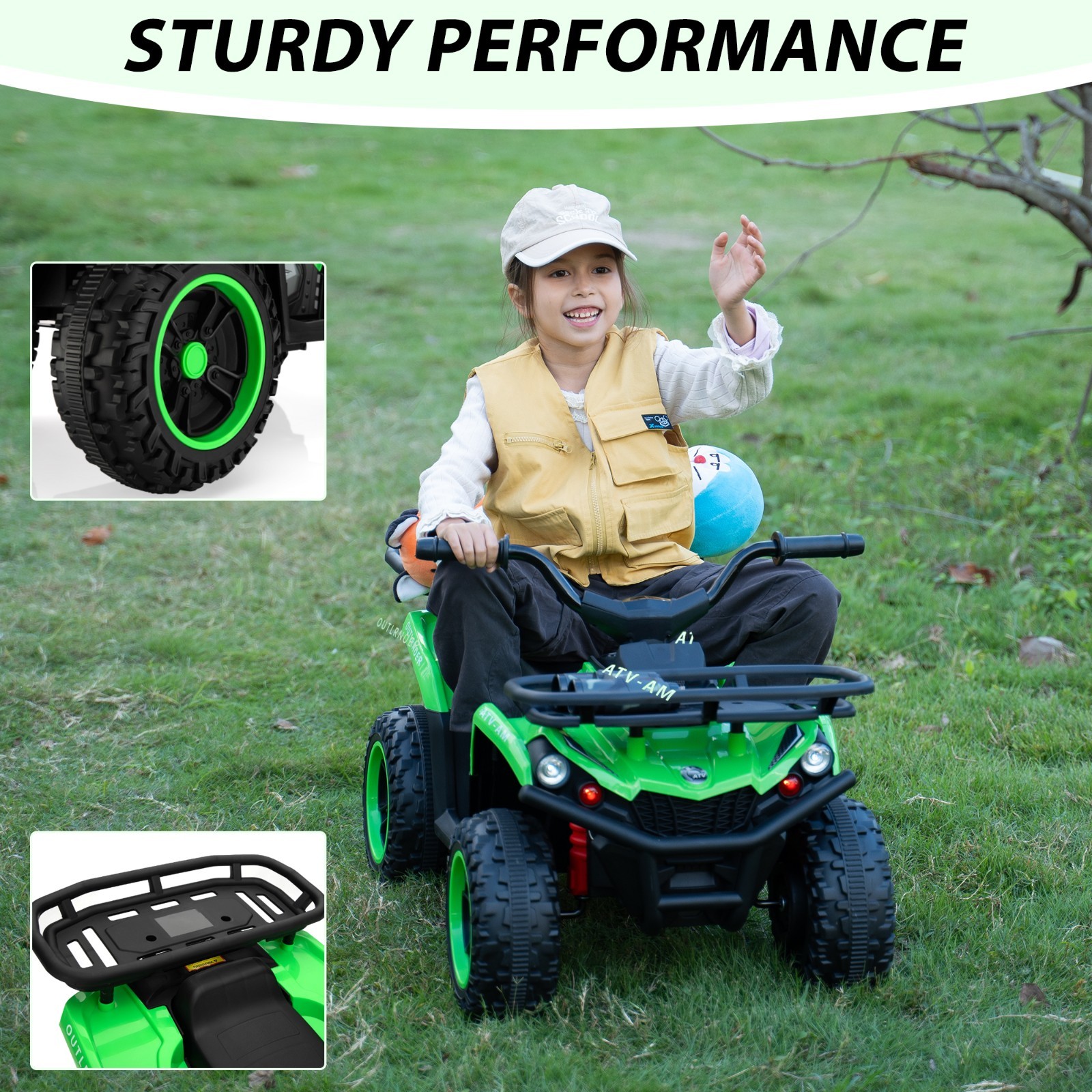 24V Kids Ride on ATV 4 Wheeler Quad Battery Powered Electric Vehicle w/MP3&USB