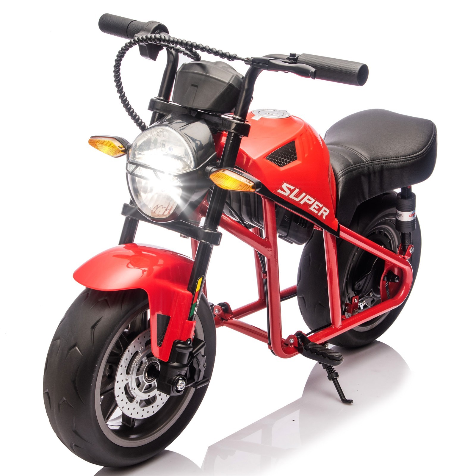 24V Kids Electric Motorcycle w/14in EVA Wheels, 300W Motor for Kids 6+,Red