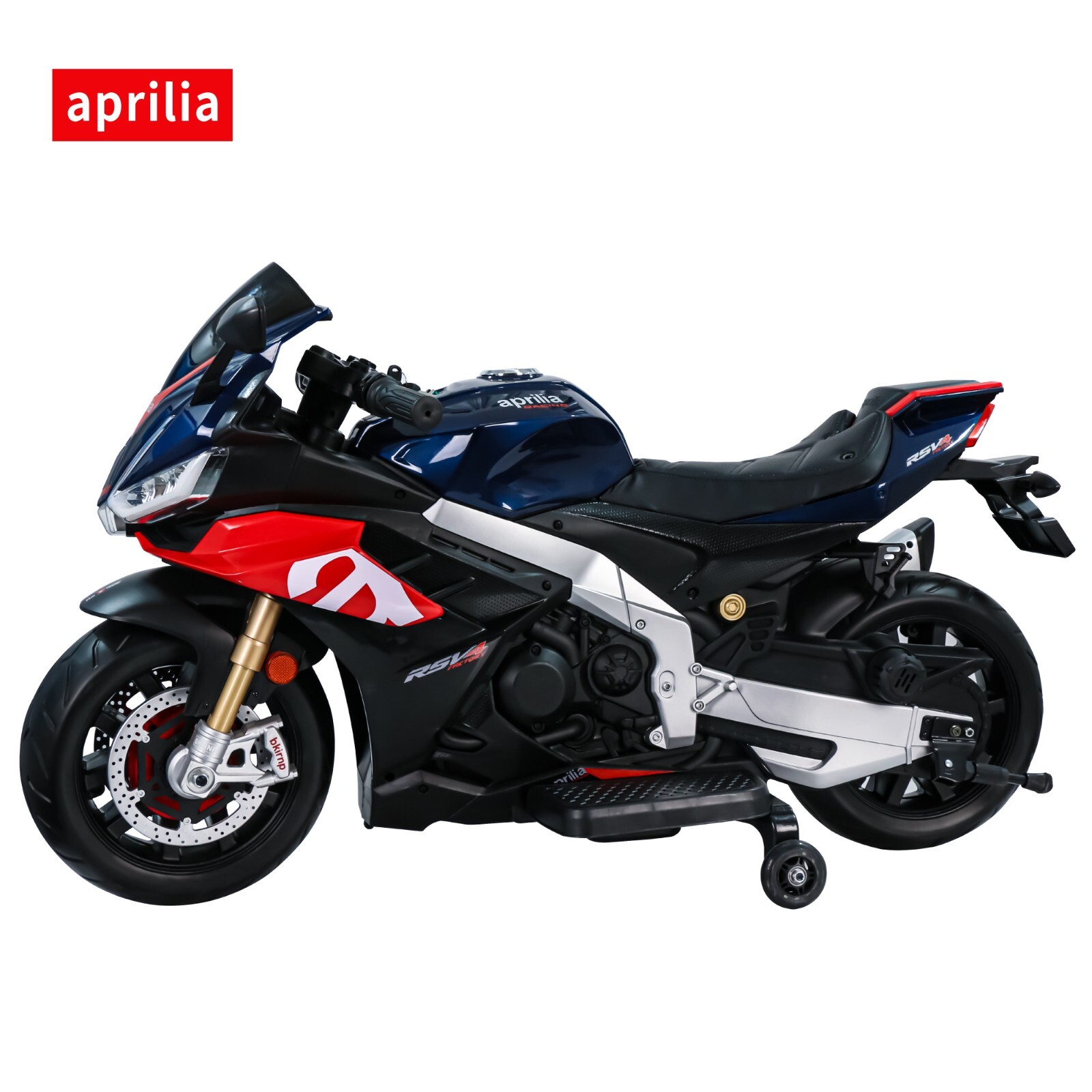 24V Kids Electric Motorcycle 12mph Dirt Bike Blue 250W Motor Bluetooth Music LED