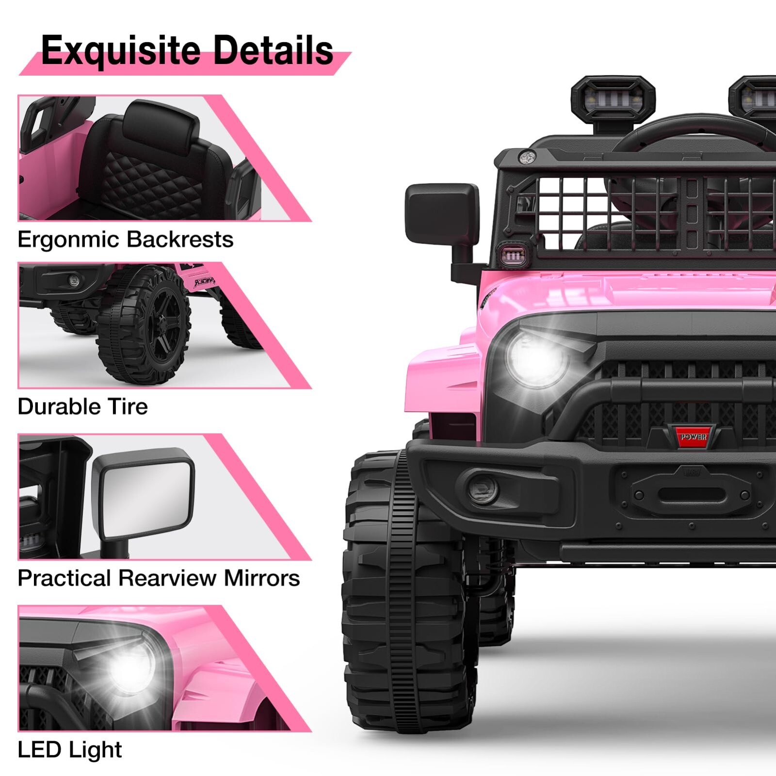 Ride-on Truck Car 12V Kids Power Wheels Vehicle with Remote Control &LED Light