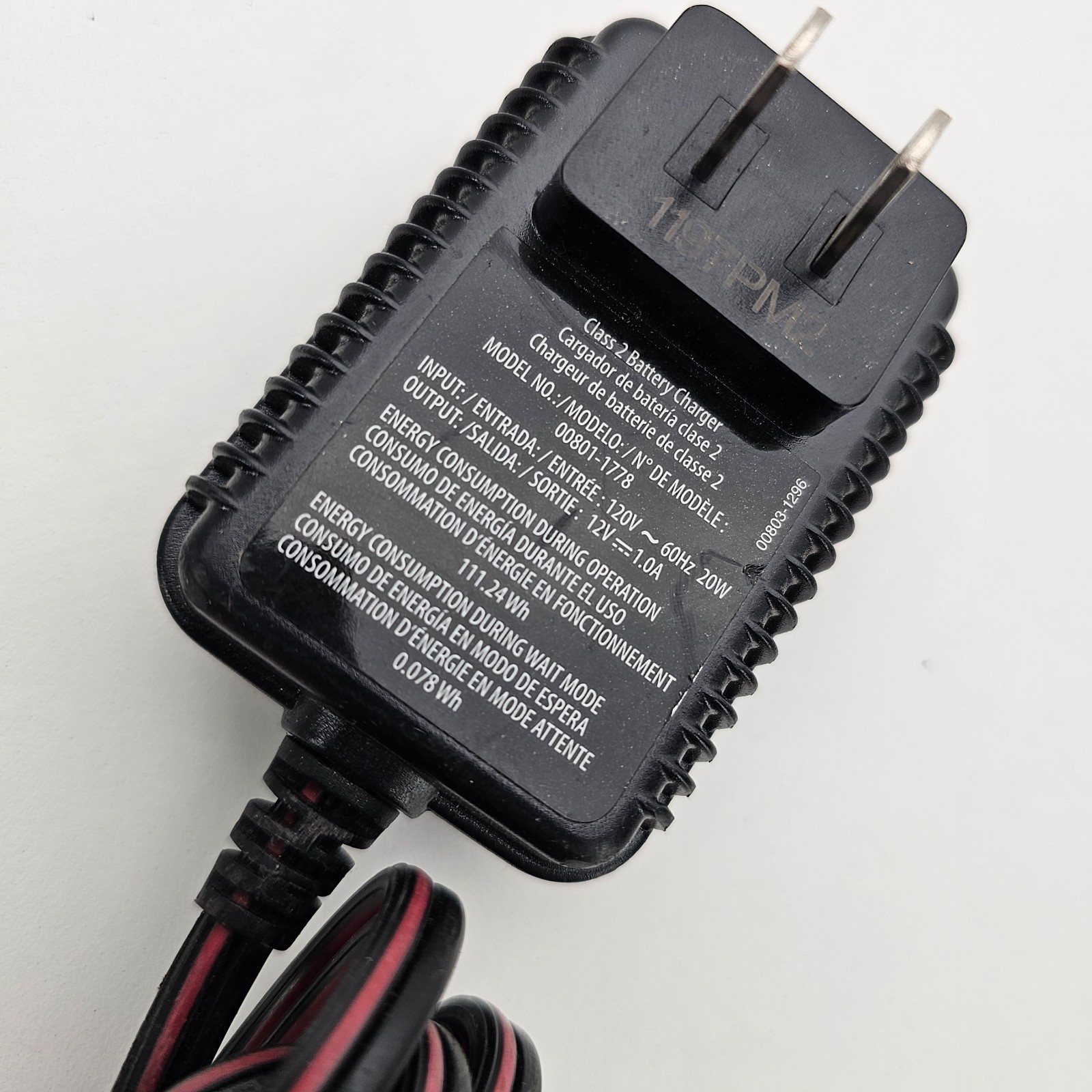 Power Wheels Fisher Price 12 Volt 12V Battery Charger 00801-1778 Genuine Oem