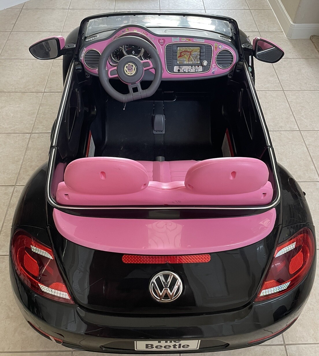 Kid Trax Pacific Cycle Black Pink Volkswagen Beetle Ride On Electric Car 2-Seat