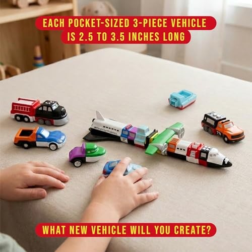 Magnetic Vehicles for Toddlers 1-3, Mini Mix or Match Car Toys, Set of 9 Gift