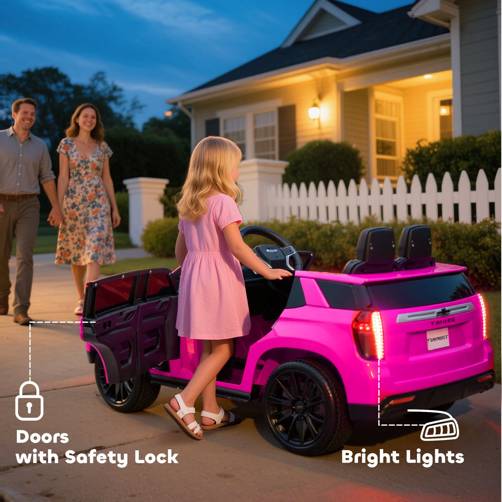Electric Ride on Car, 12V Kids Ride-on Toy, Pink