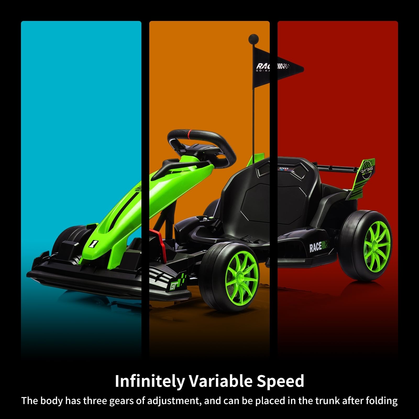 24V Electric Go Kart for Kids Drift Kart Outdoor Race Car Ride on Toy Drifting
