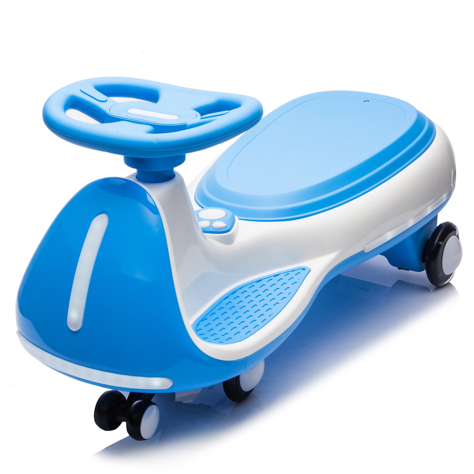 12V Wiggle Car Electric Ride on Toy with LED Lights Flashing Wheels for Kids 3-8