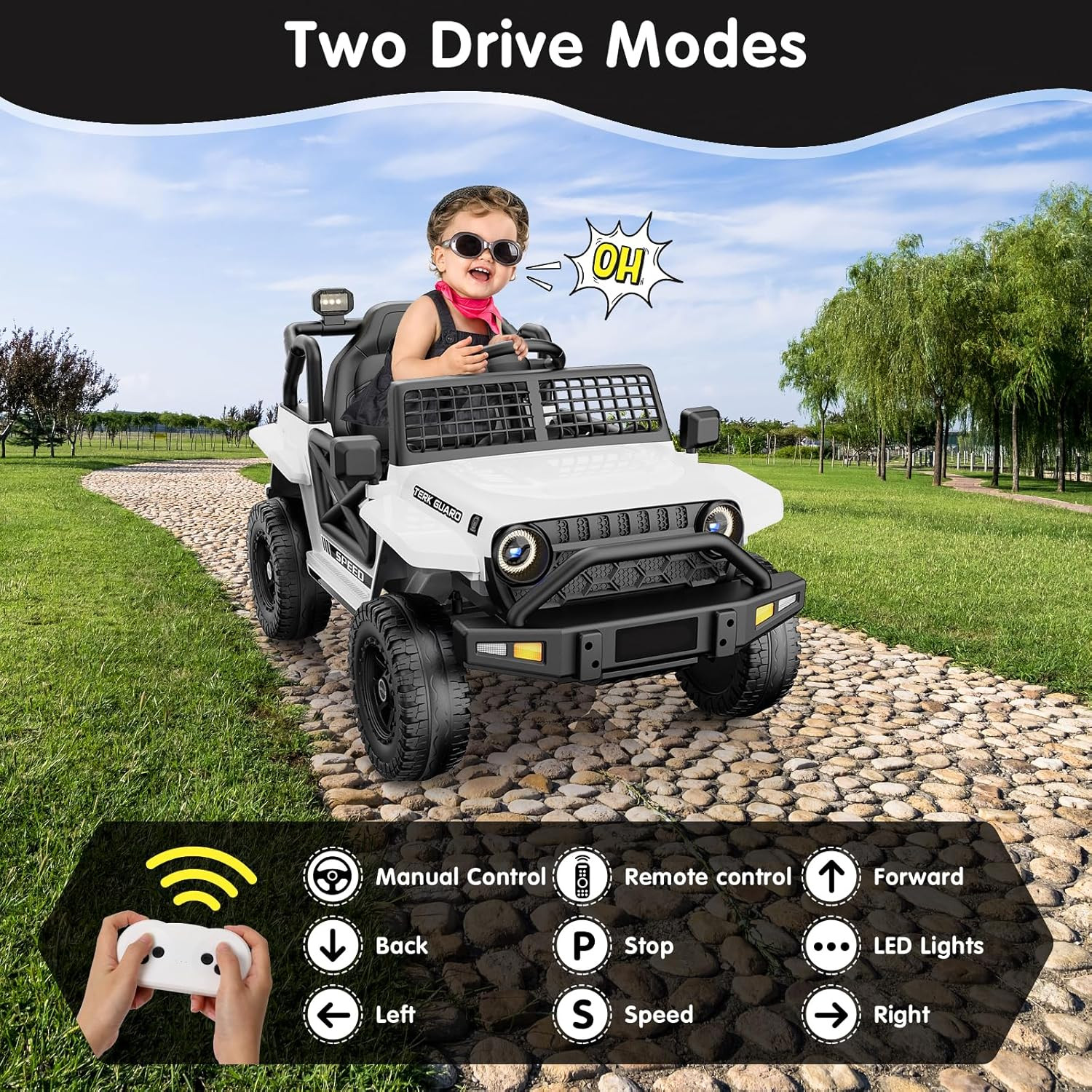 Ride on Car for Toddlers 1-3, 12V 7Ah Kids Electric Car with Parental Remote Con