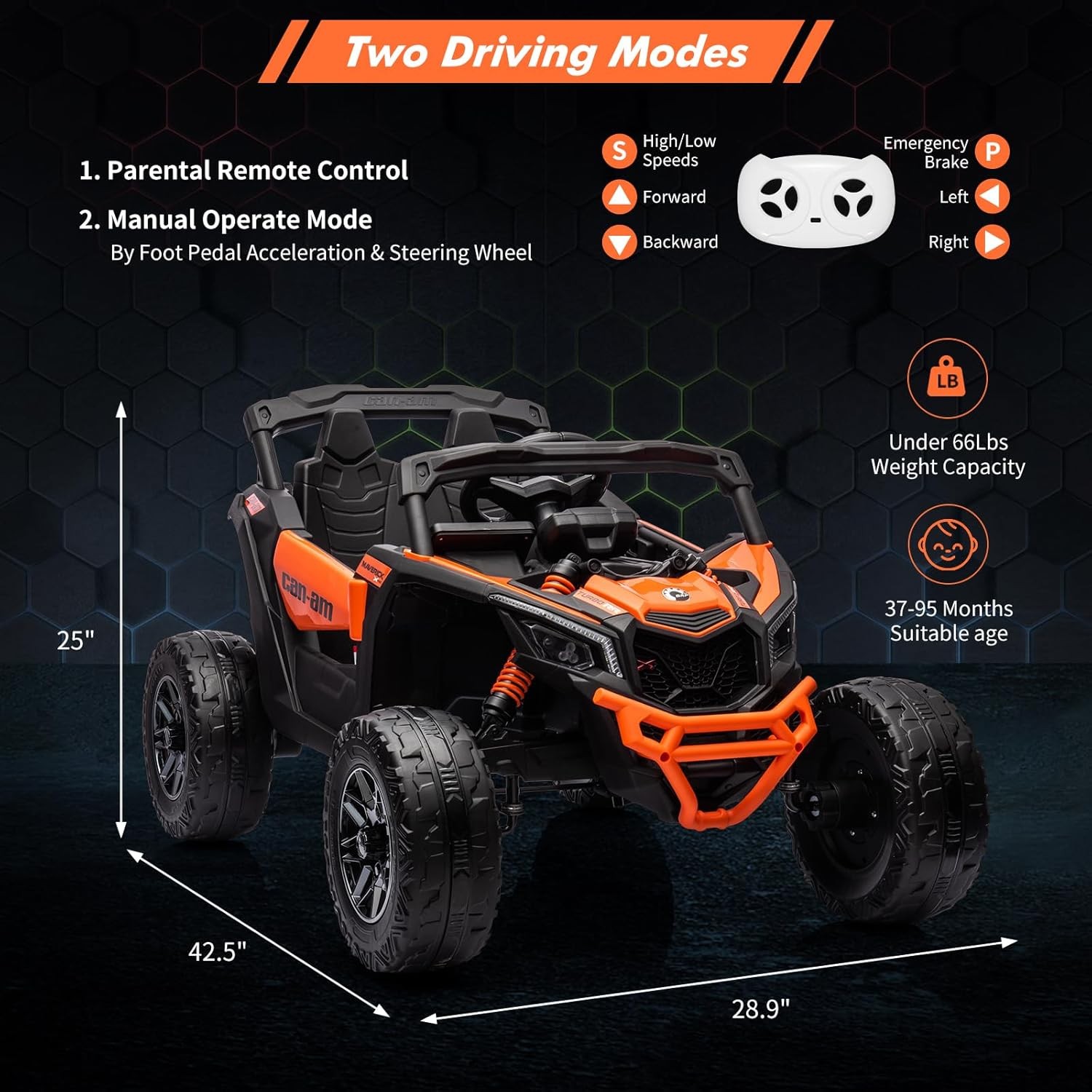 12V Ride on UTV Car,Licensed Can-Am Electric Kids Ride On Truck w/Remote Control