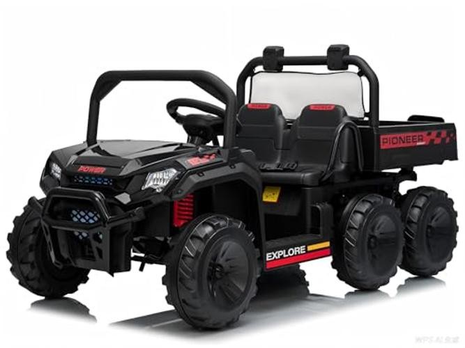 24V Ride on Toys, 2 Seater Dump Truck Car for Kids 4-8, 4WD Electric Black