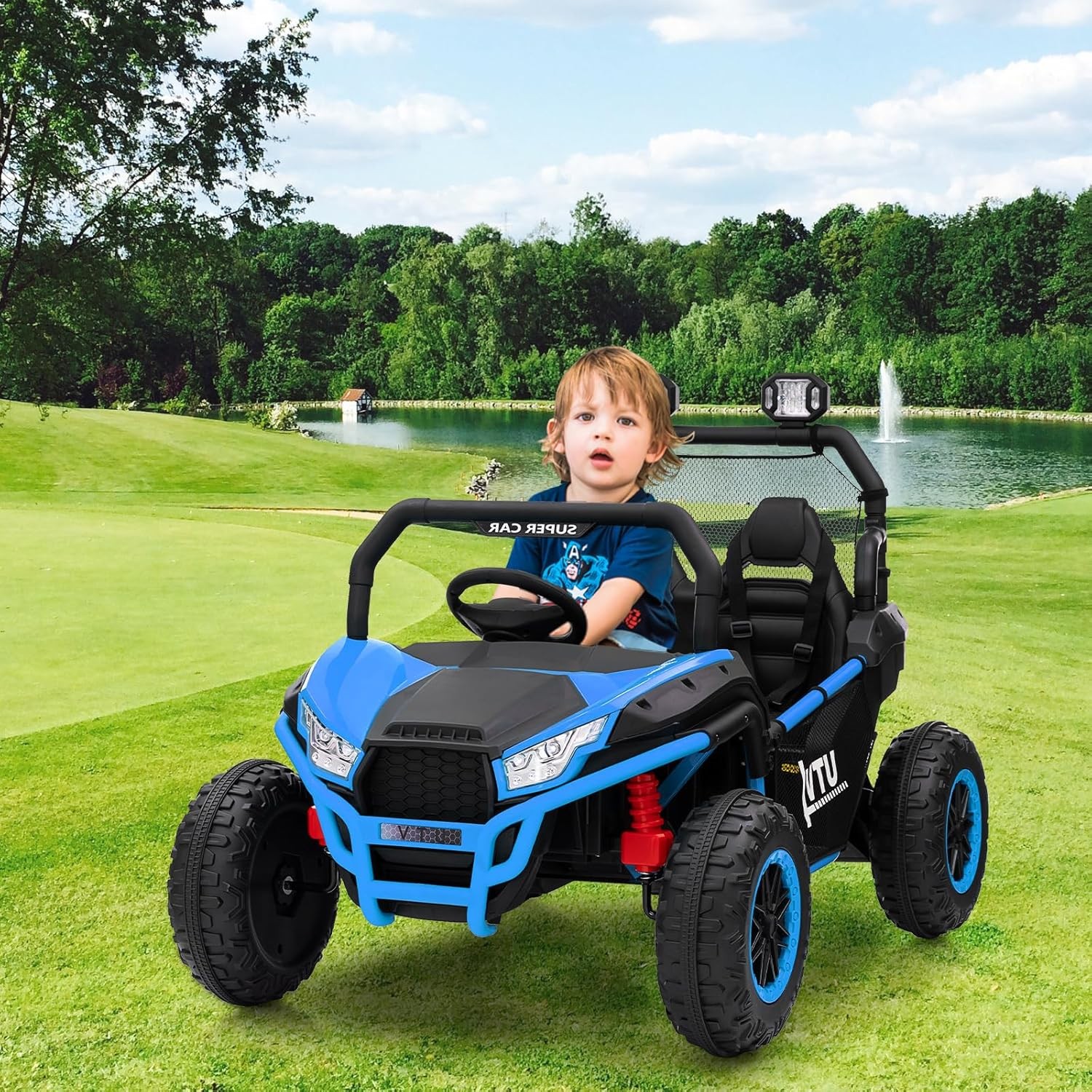 Remote-Control 24V Kids’ Off-Road Ride On Car 2-Person Electric UTV for Ages 3-8